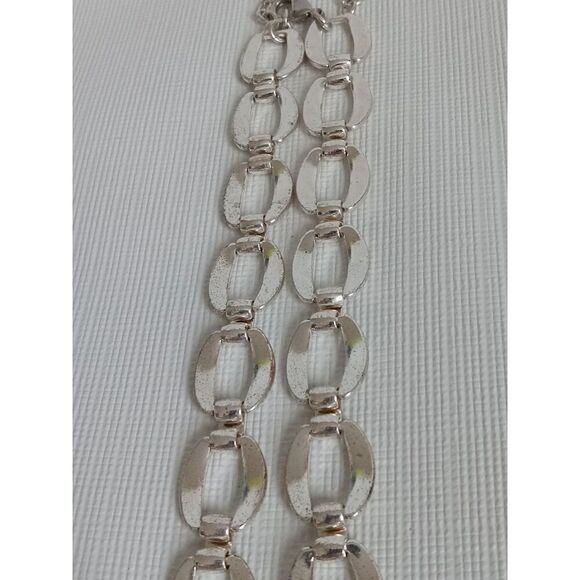 Silver Toned Heavyweight Metal Single Strand Oval Links Lariat Style Necklace - Picture 7 of 10